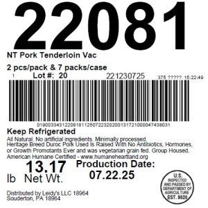 NT Pork Tenderloin Vac