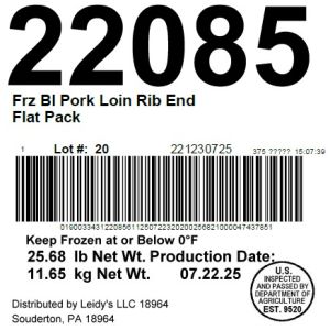 Frz BI Pork Loin Rib End Flat Pack