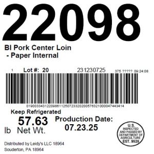 BI Pork Center Loin - Paper Internal