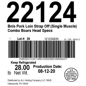 Bnls Pork Loin Strap Off (Single Muscle) Combo Boars Head Specs Internal