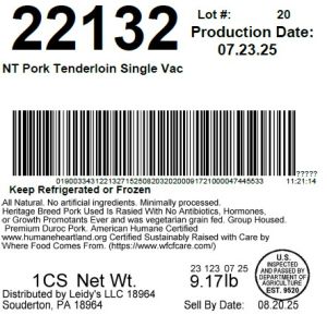 NT Pork Tenderloin Single Vac
