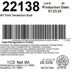 NT Pork Tenderloin Bulk