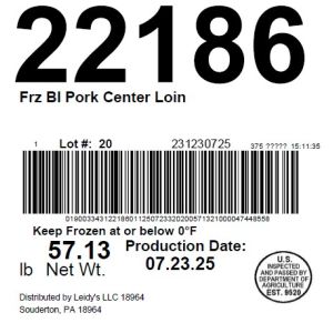Frz BI Pork Center Loin