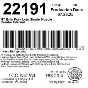 NT Bnls Pork Loin Single Muscle Combo Internal