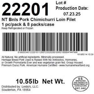 NT Bnls Pork Chimichurri Loin Filet 1 pc/pack & 8 packs/case