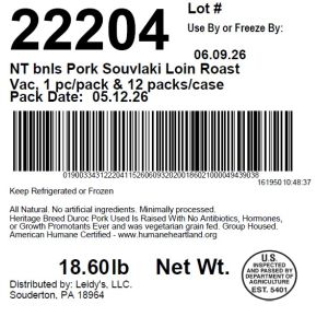 NT bnls Pork Souvlaki Loin Roast Vac, 1 pc/pack & 12 packs/case