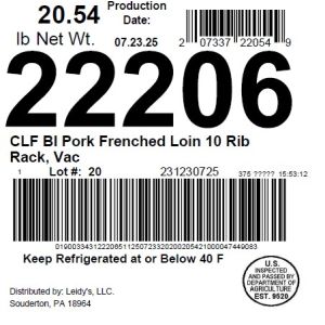 CLF BI Pork Frenched Loin 10 Rib Rack, Vac