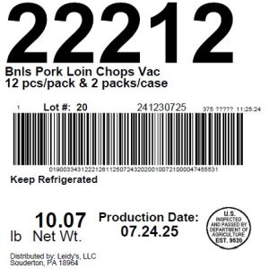 Bnls Pork Loin Chops Vac 12 pcs/pack & 2 packs/case