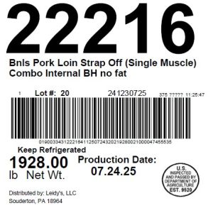 Bnls Pork Loin Strap Off (Single Muscle) Combo Internal BH no fat