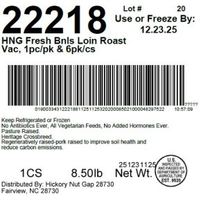 HNG Fresh Bnls Loin Roast Vac, 1pc/pk & 6pk/cs