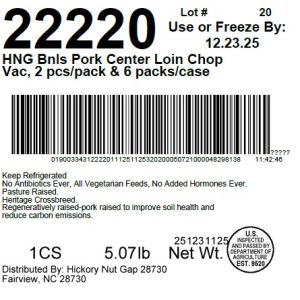 HNG Bnls Pork Center Loin Chop Vac, 2 pcs/pack & 6 packs/case