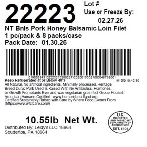 NT Bnls Pork Honey Balsamic Loin Filet 1 pc/pack & 8 packs/case