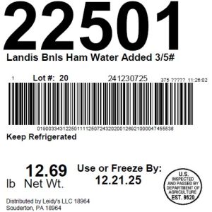Landis Bnls Ham Water Added 3/5#