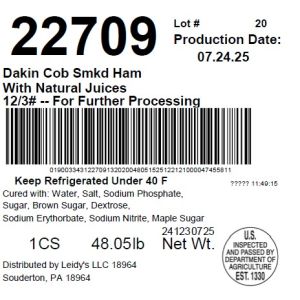 Dakin Cob Smkd Ham With Natural Juices