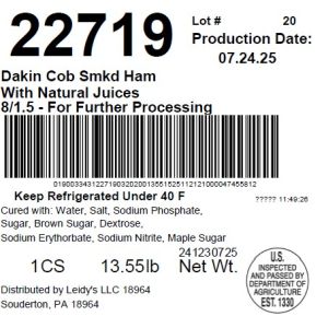 Dakin Cob Smkd Ham With Natural Juices