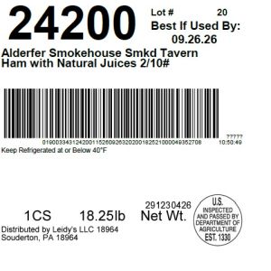 Alderfer Smokehouse Smkd Tavern Ham with Natural Juices 2/10#