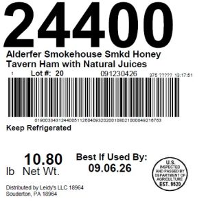 Alderfer Smokehouse Smkd Honey Tavern Ham with Natural Juices
