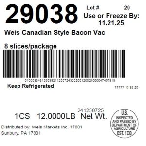 Weis Canadian Style Bacon Vac