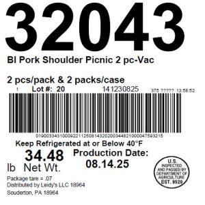 BI Pork Shoulder Picnic 2 pc-Vac