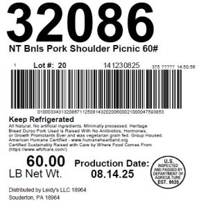 NT Bnls Pork Shoulder Picnic 60#