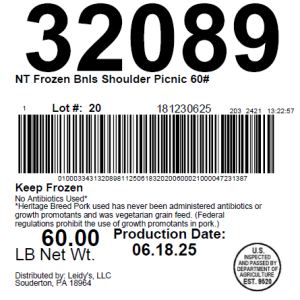 NT Frz Bnls Pork Shoulder Picnic 60#