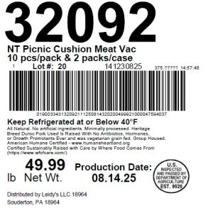 NT Picnic Cushion Meat Vac 10 pcs/pack & 2 packs/case