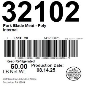 Pork Blade Meat - Poly Internal