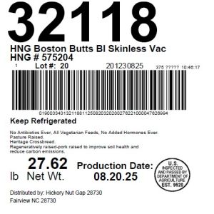 HNG Boston Butts BI Skinless Vac HNG # 575204
