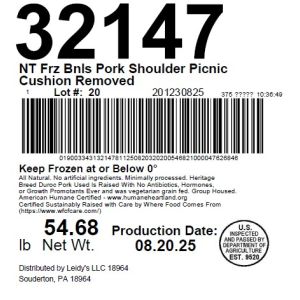 NT Frz Bnls Pork Shoulder Picnic Cushion Removed