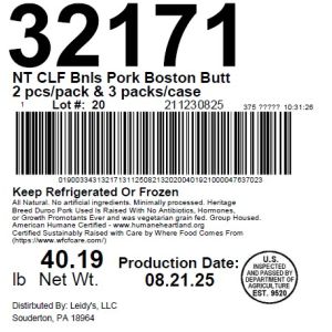 NT CLF Bnls Pork Boston Butt 2 pcs/pack & 3 packs/case