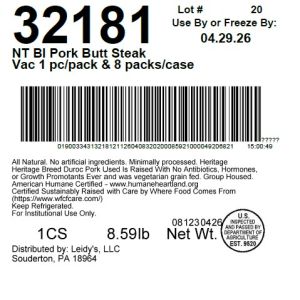 NT BI Pork Butt Steak Vac 1 pc/pack & 8 packs/case