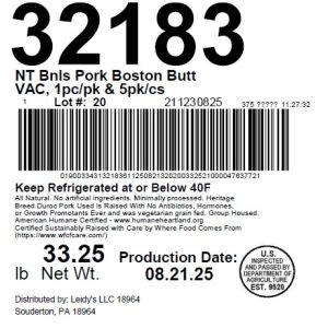 NT Bnls Pork Boston Butt VAC, 1pc/pk & 5pk/cs