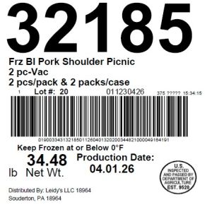 Frz BI Pork Shoulder Picnic 2 pc-Vac