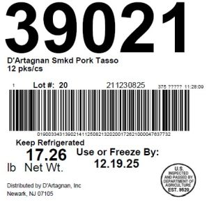 D'Artagnan Smkd Pork Tasso 12 pks/cs