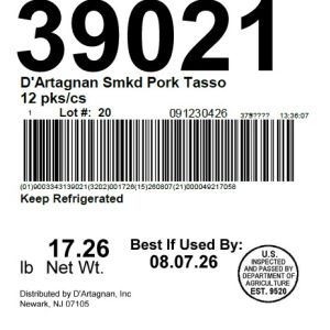 D'Artagnan Smkd Pork Tasso 12 pks/cs