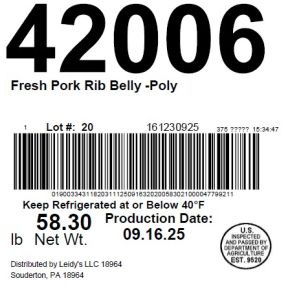 Fresh Pork Rib Belly -Poly