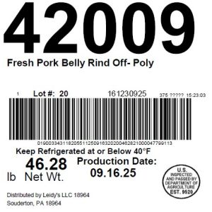 Fresh Pork Belly Rind Off- Poly