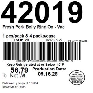 Fresh Pork Belly Rind On - Vac