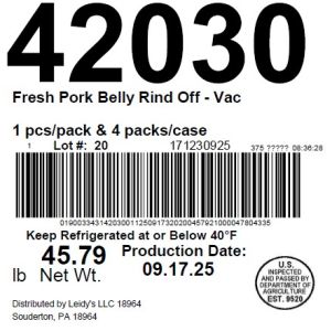 Fresh Pork Belly Rind Off - Vac