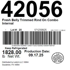 Fresh Belly Trimmed Rind On Combo Internal