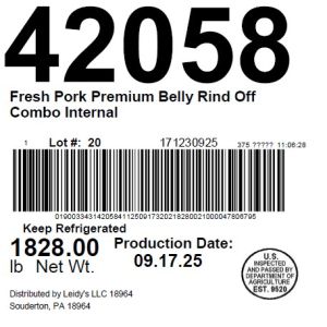 Fresh Pork Premium Belly Rind Off Combo Internal