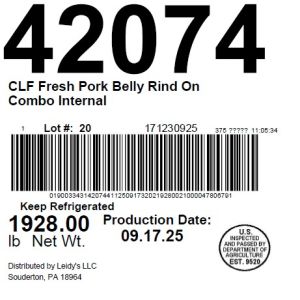 CLF Fresh Pork Belly Rind On Combo Internal