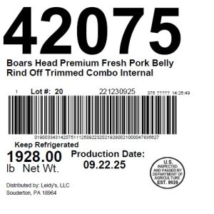 Boars Head Premium Fresh Pork Belly Rind Off Trimmed Combo Internal