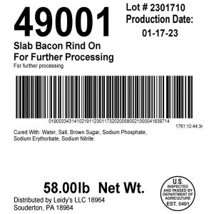Slab Bacon Rind On
