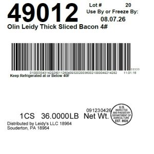 Olin Leidy Thick Sliced Bacon 4#