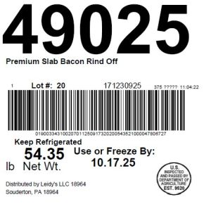 Premium Slab Bacon Rind Off