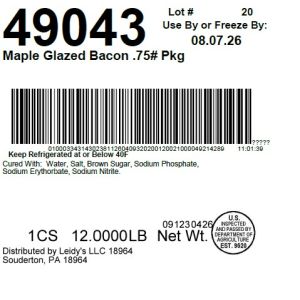 Maple Glazed Bacon .75# Pkg
