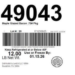 Maple Glazed Bacon .75# Pkg