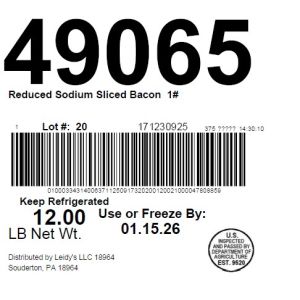 Reduced Sodium Sliced Bacon  1#