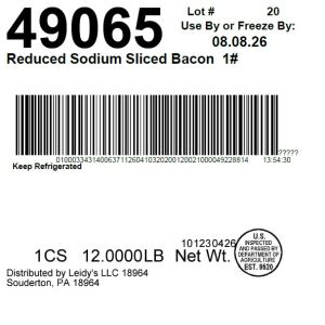 Reduced Sodium Sliced Bacon  1#